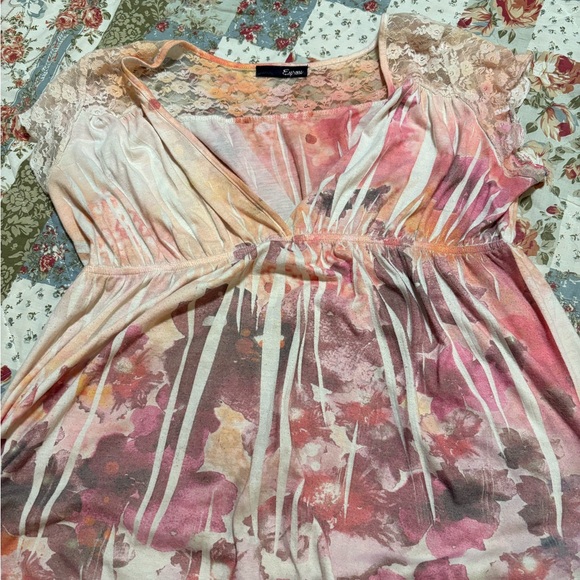 Espresso Tops - Espresso Women's Pink and Orange Abstract Blouse